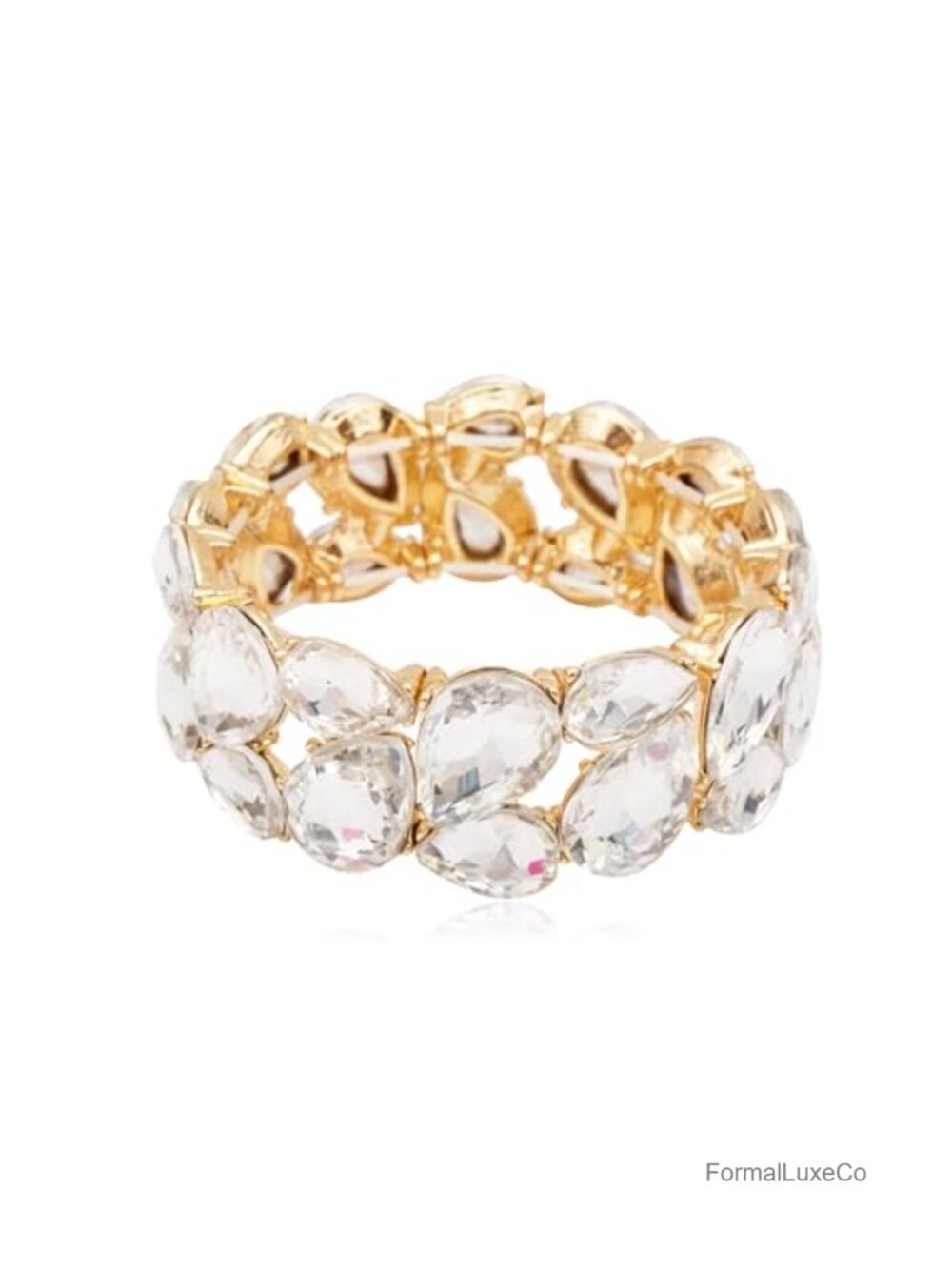 Art Deco Crystal Stretch Bangle Bracelet Bridal Wedding Party Wrist Jewelry